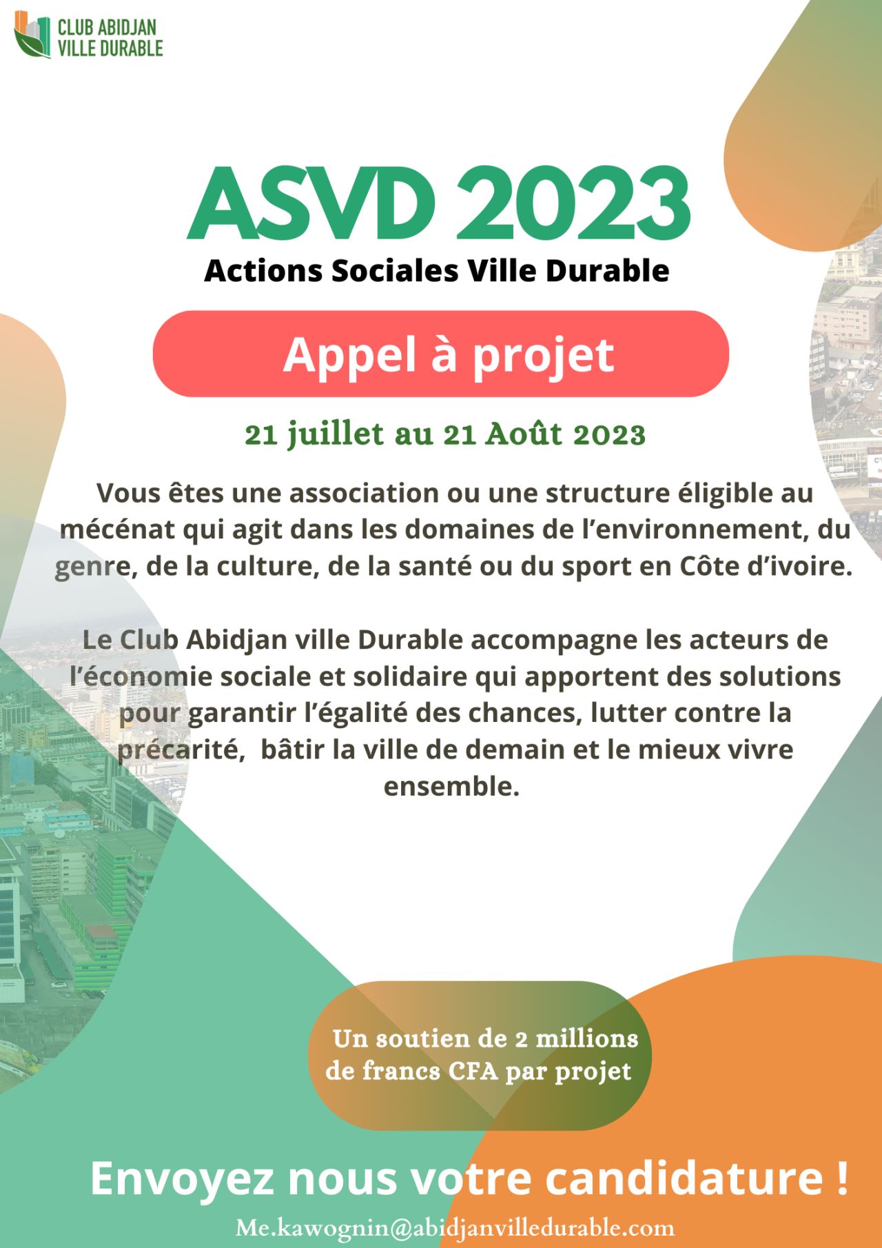 Appel à projet, Actions Sociales Ville Durable (ASVD)